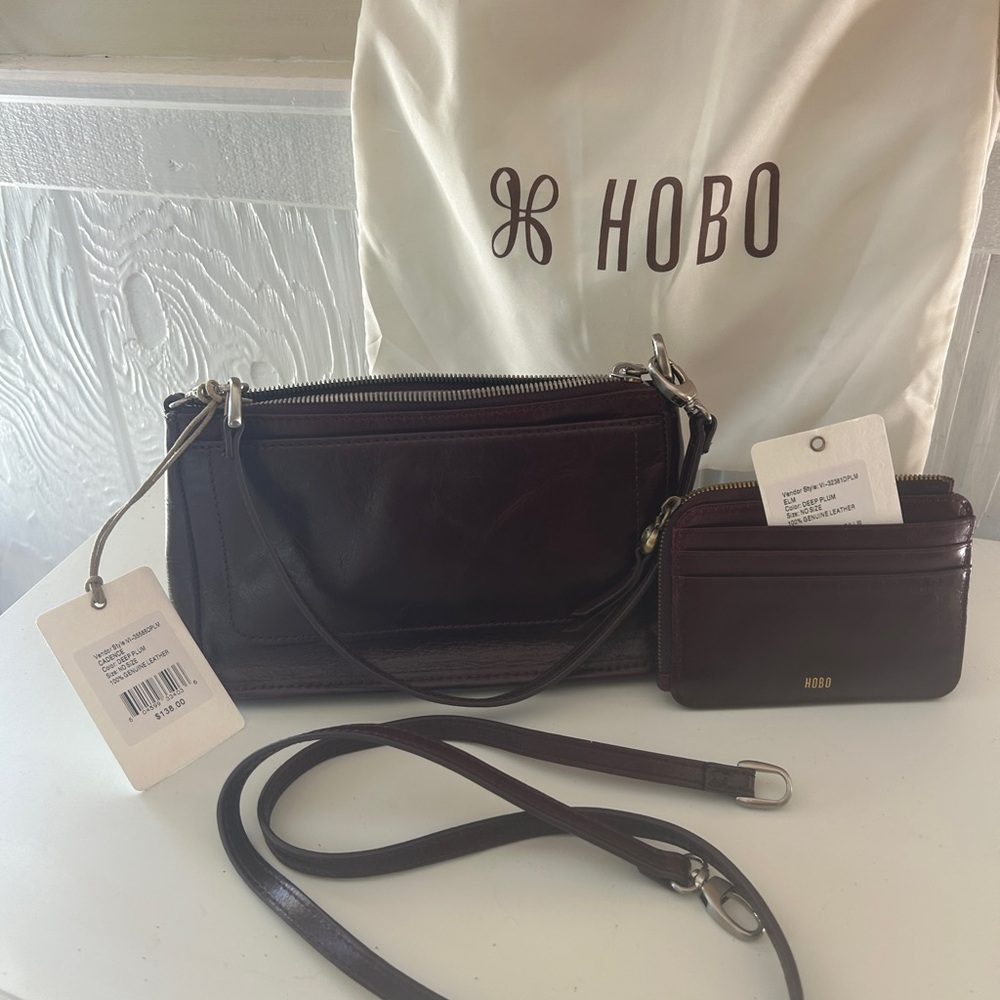 NWT HOBO Cadence Crossbody + Elm Wallet Set — Deep Plum Leather